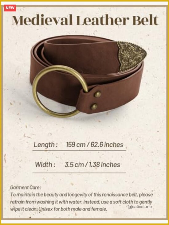 Medieval PU Leather Belt Renaissance Accessory Pirate Viking Belt main image 5